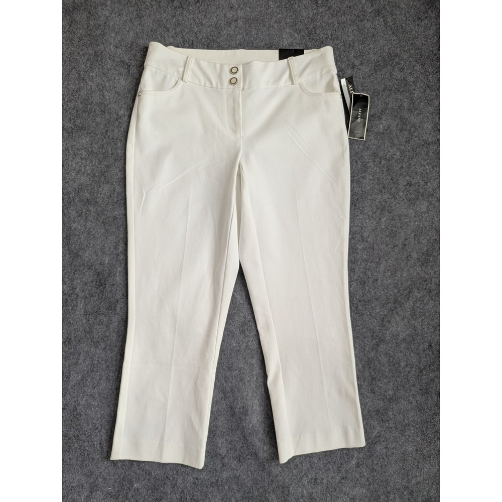 Alfani Capri Womens Sz 2 Comfort Elastic Waist White  Cotton Blend NWT Ret $60